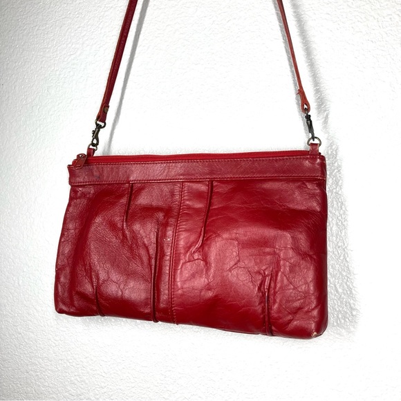 toni leather Handbags - Vintage Toni Red Leather Crossbody Bag 12x8"  Retro Purse Removable Strap